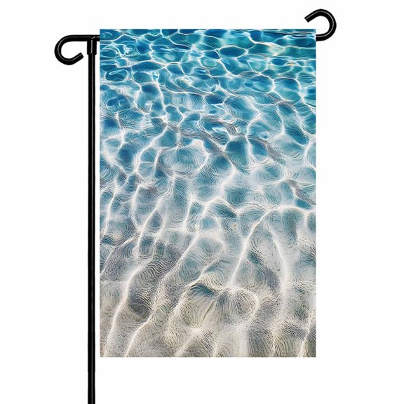 Blue Coastal Ocean Garden Flags for Outside Sea Water Wave Double Sided Yard Flags Outdoor House Decoration, Small 12X18 Inch,