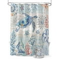 thumbnail image 1 of Blue Coastal Ocean Shower Curtain, Turtle Sealifes Bathroom Decor Curtains Set with Hooks, L Waterproof Fabric Home Accessories， 72 X 72 Inch Long, 1 of 6
