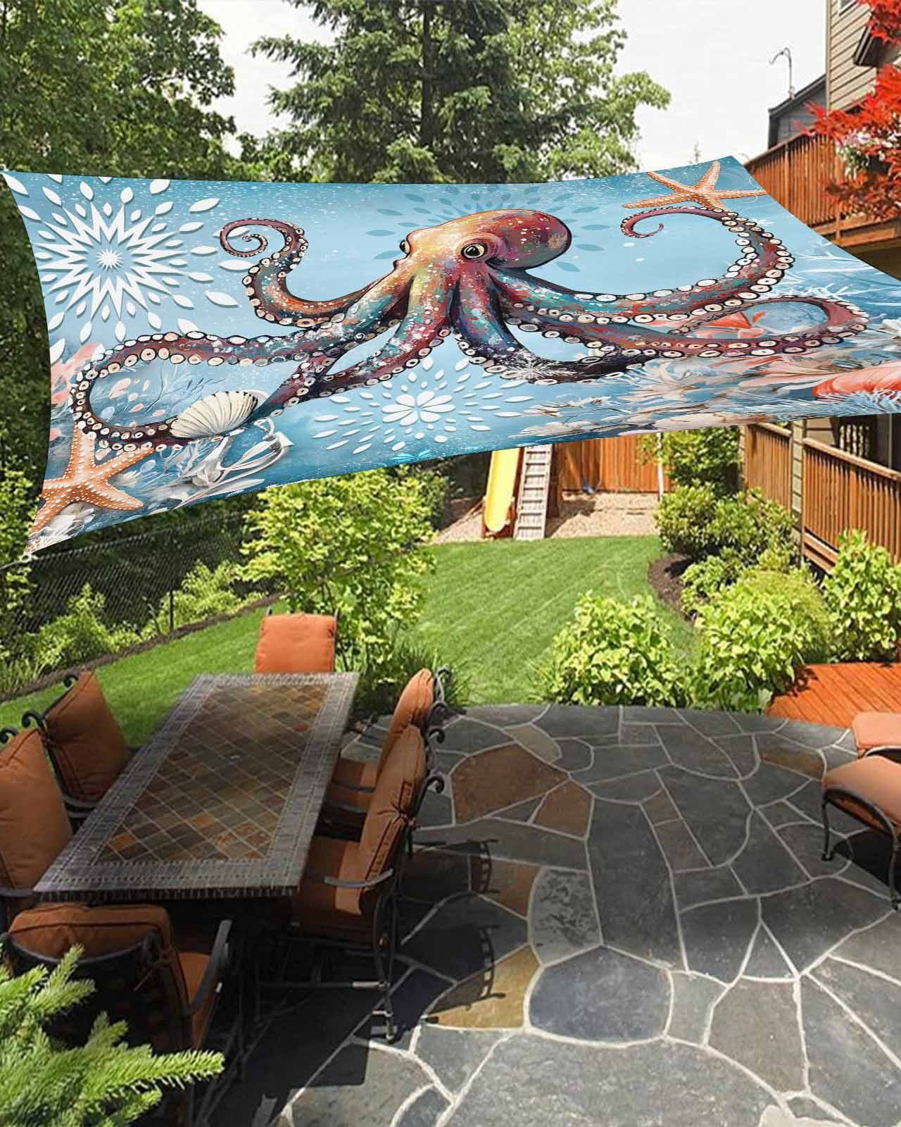 Blue Coastal Octopus Sun Sail Shades Rectangle Canopy,Sunlight Block ...