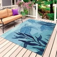 thumbnail image 1 of Blue Coastal Outdoor Rug 6x9 Ft, Non Slip Washable Area Rug, Beach Sea Turtle Ocean Nautical Botanical Patio Rugs Carpet Runner, Large Floor Mat for Indoor/Outdoor Deck Porch Camping, 1 of 8