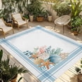 thumbnail image 1 of Blue Coastal Outdoor Rug for Patio/Deck/Porch, Non-Slip Large Area Rug 6 x 9 Ft, Nautical Starfish Eucalyptus Leaf Coral Striped Indoor Outdoor Rugs Washable Area Rugs, Camping Rug Carpet Runner, 1 of 8