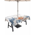 thumbnail image 1 of Blue Coastal Outdoor Tablecloth - 60x102 Inch Rectangle Dining Table Cover, Summer Beach Starfish Weeping Eucalyptus Waterproof Outdoor Table Cloth with Umbrella Hole & Zipper for Picnic/Patio/Party, 1 of 7