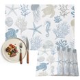 thumbnail image 1 of Blue Coastal Placemats Set of 2, Nautical Summer Beach Coral Sea Turtle Washable Wipeable Table Mats for Dining Tables, Indoor Outdoor Kitchen Place Mats for Holiday Party Table Decor, 1 of 9