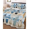 thumbnail image 1 of Blue Coastal Queen Size Down Alternative Comforter, Lightweight Comforter Quilt Bedding Set with Pillow Shams Ocean Nautical Anchor Wood Barn Beach All Seasons Bed Comforter Duvet Insert 90"x96", 1 of 7