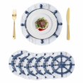 thumbnail image 1 of Blue Coastal Round 13 Inch Placemats Set of 6, Nautical Summer Beach Ocean HeatResistant Non Slip Place Mats for Dining Table, Wipeable Braided Kitchen Table Mats for Housewarming, 1 of 9