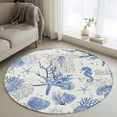 thumbnail image 1 of Blue Coastal Round Living Room Rugs 3.3 ft, Starfish Shell Coral Seahorse Washable Area Rug with Non-Slip Sturdy Edge Binding Round Front Door Mat Floor Carpet for Entryway, 1 of 9
