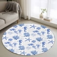 thumbnail image 1 of Blue Coastal Round Rug 3ft Washable Circle Entryway Rugs Non Slip Ocean Nautical Coral Seahorse Starfish Area Rug Indoor Floor Carpet for Bedroom Kitchen Living Room Home Office Dining Room Nursery, 1 of 8