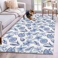 thumbnail image 1 of Blue Coastal Runner Rug 2.7x5 FT, Non Slip Entryway Carpet, Shell Floral Ocean Retro Washable Soft Floor Carpet Entrance Mat Non-Shedding Throw Rug for Hallway Laundry Room Bedside, 1 of 9