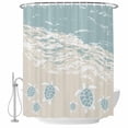 thumbnail image 1 of Blue Coastal Sea Turtle Shower Curtain, Waterproof Shower Curtains for Bathroom, Summer Beach Ocean Abstract Art Washable Fabric Bathtub Curtain Set Bath Decor with 12 Hooks Long 72"x84", 1 of 8