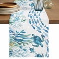 thumbnail image 1 of Blue Coastal Sea Turtles Table Runner 90 Inches, Fish Coral Ocean Life Underwater Bed Runner Dresser Scarves Tabletop for Indoor Outdoor Parties/Ceremony/Banquet, 13" x 90", 1 of 9
