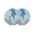 thumbnail image 1 of Blue Coastal Seahorse Round 15 Inch Placemats Set of 2, Summer Beach Starfish Botanical HeatResistant Non Slip Place Mats for Dining Table, Wipeable Braided Kitchen Table Mats for Housewarming, 1 of 9