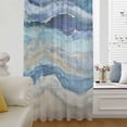 thumbnail image 1 of Blue Coastal Semi Sheer Curtains Drapes for Living Room, Bedroom, French Doors Window 63 Inches Long, Summer Beach Nautical Abstract Art Rod Pocket Chiffon Curtain Drapery Voile Draperies Panel, 1 of 6