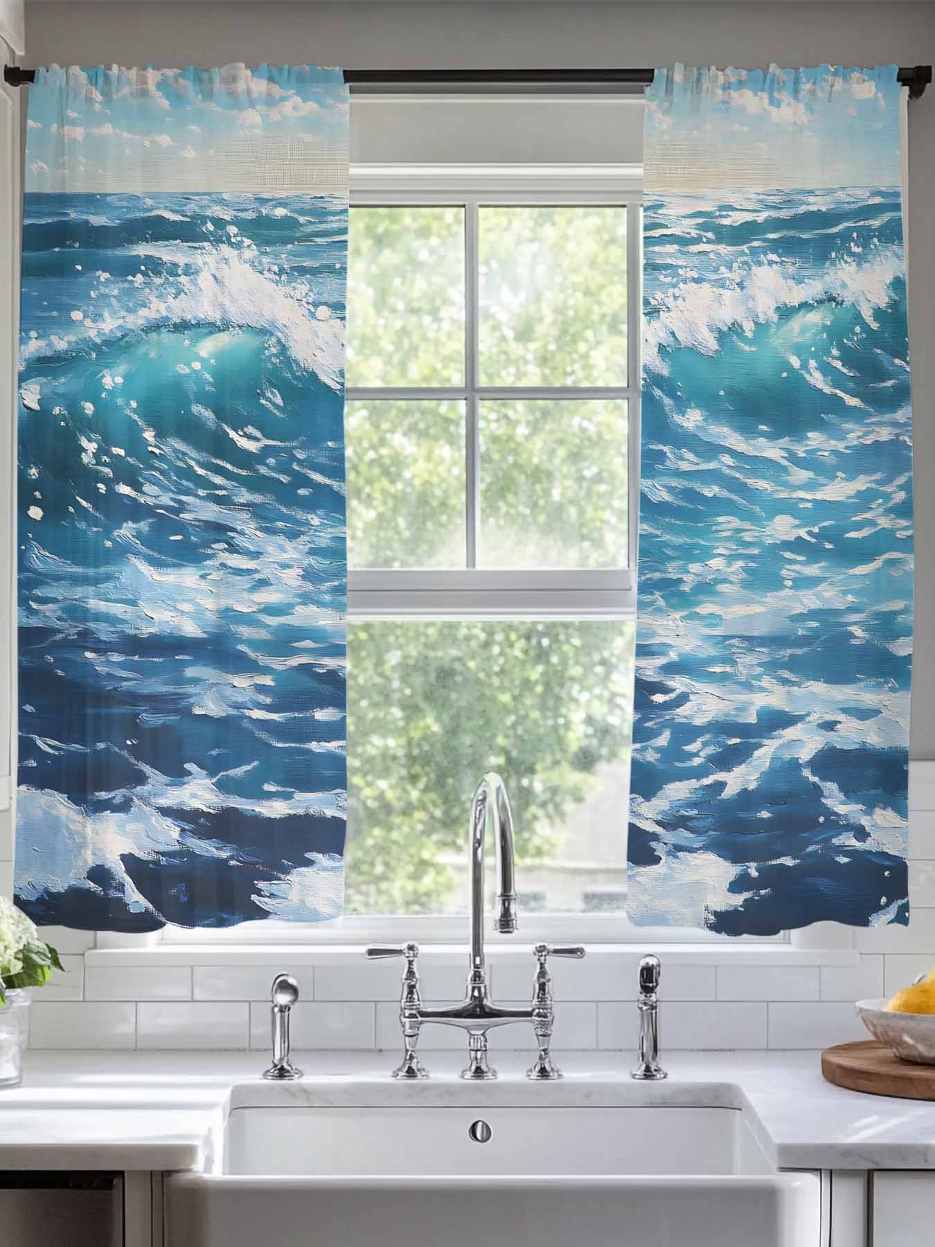 Photo inspiration: Visual Reference: Blue Coastal Sheer Curtains For Living Room Bedroom Ocean Sea