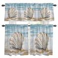 thumbnail image 1 of Blue Coastal Shell Kitchen Curtains Sets for Windows 36 Inch Length, Beach Summer Seaside Nautical Rod Pocket Window Treatments Tier Curtains and Valances Set for Bedroom/Bathroom, 1 of 8