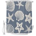 thumbnail image 1 of Blue Coastal Shower Curtain for Bathroom, Starfish Shell Ocean Nautical Waterproof Cloth Fabric Bathroom Accessories Set with 9 Rust Proof Plastic Hooks, 36"x72", 1 of 9