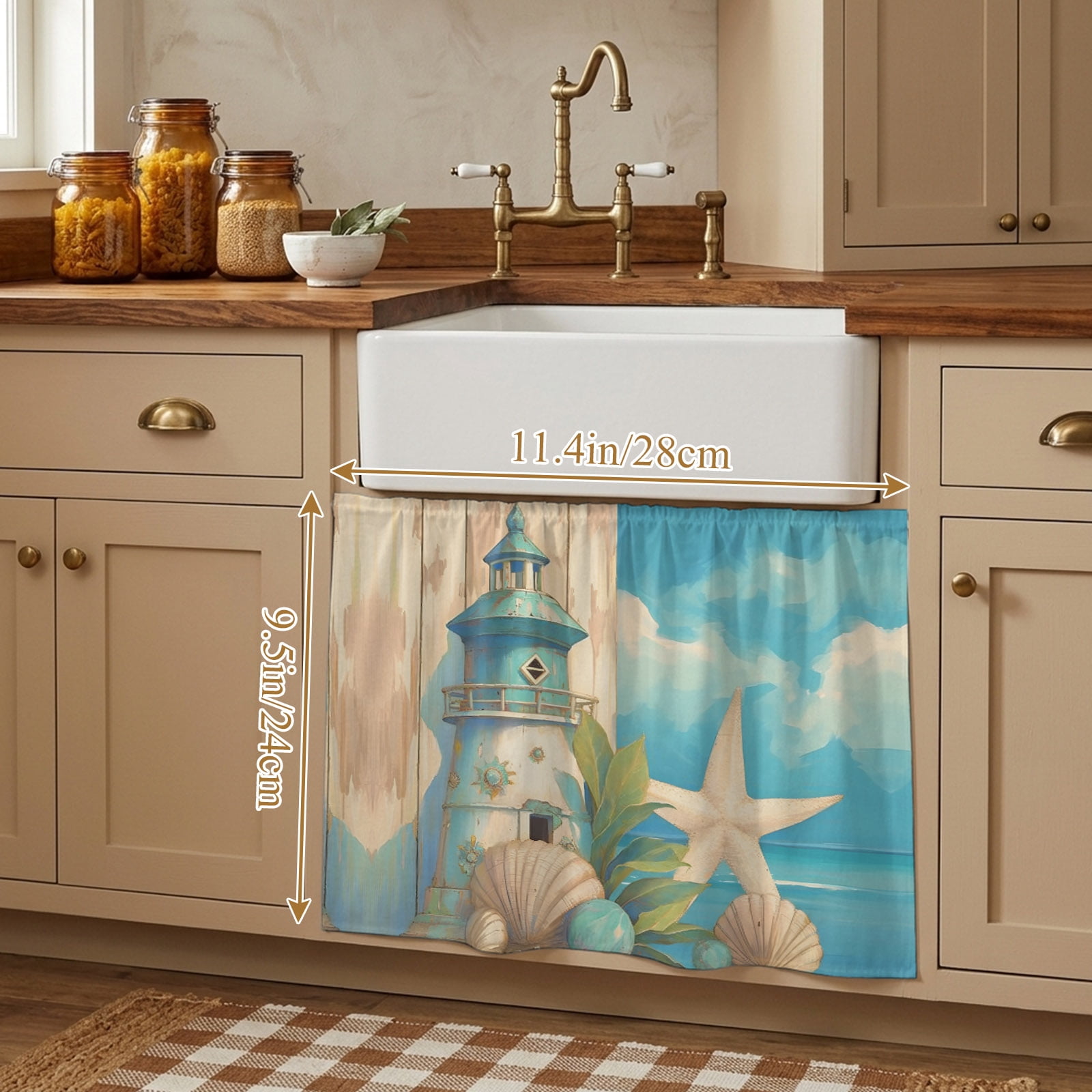 Blue Coastal Small Cabinet Curtains 9.5