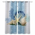 thumbnail image 1 of Blue Coastal Starfish Blackout Curtains for Bedroom Living Room Darkening Curtains 54 Inch Long Vintage Grey Nautical Coral Summer Short Curtain for Small Window Treatment Grommet Drapes 52"x54"x2, 1 of 9