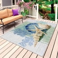thumbnail image 1 of Blue Coastal Starfish Outdoor Rug 3x5 Ft, Non Slip Washable Area Rug, Grey Sage Green Nautical Coral Summer Patio Rugs Carpet Runner, Large Floor Mat for Indoor/Outdoor Deck Porch Camping, 1 of 8