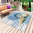 thumbnail image 1 of Blue Coastal Starfish Outdoor Rug 4x6 Ft, Non Slip Washable Area Rug, Vintage Wooden Nautical Coral Summer Patio Rugs Carpet Runner, Large Floor Mat for Indoor/Outdoor Deck Porch Camping, 1 of 8