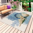 thumbnail image 1 of Blue Coastal Starfish Outdoor Rug 5x8 Ft, Non Slip Washable Area Rug, Vintage Beige Nautical Coral Summer Patio Rugs Carpet Runner, Large Floor Mat for Indoor/Outdoor Deck Porch Camping, 1 of 8