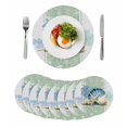 thumbnail image 1 of Blue Coastal Starfish Round 15 Inch Placemats Set of 8, Grey Sage Green Nautical Coral Summer HeatResistant Non Slip Place Mats for Dining Table, Wipeable Braided Kitchen Table Mats for Housewarming, 1 of 9