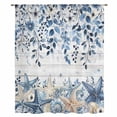 thumbnail image 1 of Blue Coastal Starfish Sheer Curtains 45 Inches Long, Beach Nautical Shell Eucalyptus Wooden Light Filering Curtains, Breathable Simi Curtain Privacy Drapes for Kitchen Bathroom Small Window Treatment, 1 of 9
