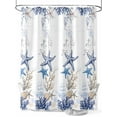 thumbnail image 1 of Blue Coastal Starfish Shower Curtain, Vintage Coral Starfish Pattern Bathroom Decor Curtains Set with Hooks, Waterproof Fabric Home Accessories， Stall 36 X 72 Inch, 1 of 6