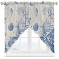 thumbnail image 1 of Blue Coastal Starfish Swag Curtains Beach Ocean Nautical Shells Conch Swag Valances for Kitchen Windows, Window Treatment Topper Curtains for Living Room Bedroom Bathroom, 28" W x 36" L, 1 of 9