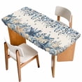 thumbnail image 1 of Blue Coastal Starfish Table Cloths for 4 Foot Rectangle Tables, Beach Nautical Shell Eucalyptus Rustic Patio Waterproof Elastic Fitted Tablecloths, Washable Rectangular Table Cover for Camping, 1 of 8