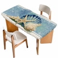 thumbnail image 1 of Blue Coastal Starfish Table Cloths for 4 Foot Rectangle Tables, Vintage Beige Nautical Coral Summer Patio Waterproof Elastic Fitted Tablecloths, Washable Rectangular Table Cover for Camping, 1 of 8