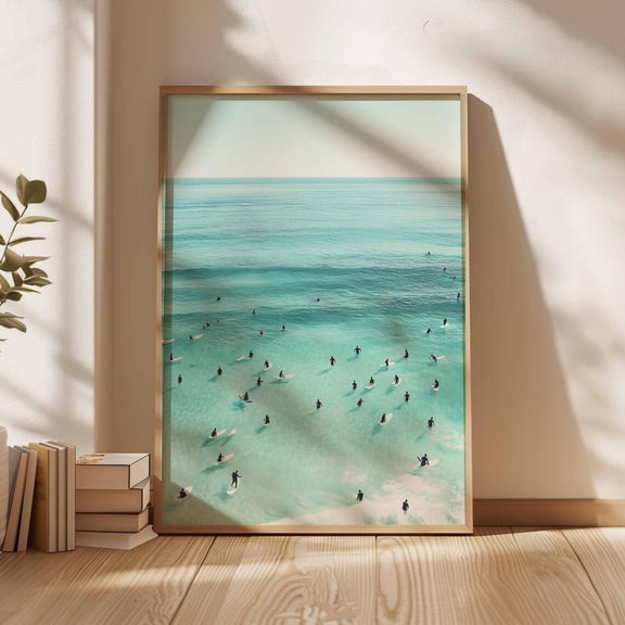 Blue Coastal Surf Poster, Unframed Paper Poster 8x10in
