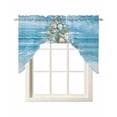 thumbnail image 1 of Blue Coastal Swag Valances for Windows, Small Curtains Drapes, Nautical Summer Beach Shell Conch Kitchen Window Curtains Over Sink Rod Pocket Window Treatment Valance for Bedroom/Bathroom 56"x36", 1 of 5