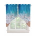 thumbnail image 1 of Blue Coastal Swag Valances for Windows, Summer Beach Seaside Ocean Nautical Rod Pocket Sheer Valances for Small Windows, Swag Toppers Light Filtering for Kitchen Living Room 2 Panels 36''x36'', 1 of 6