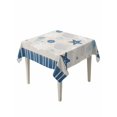 thumbnail image 1 of Blue Coastal Table Cloth, Vintage Ocean Nautical Starfish Coral Striped Waterproof Tablecloth for Square Tables, Reusable Washable Fabric Table Cover for Restaurant Kitchen Dining Tables 60"x60", 1 of 6