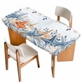 thumbnail image 1 of Blue Coastal Table Cloths for 5 Foot Rectangle Tables, Summer Beach Starfish Weeping Eucalyptus Ombre Patio Waterproof Elastic Fitted Tablecloths, Washable Rectangular Table Cover for Camping, 1 of 8