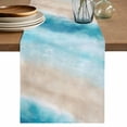 thumbnail image 1 of Blue Coastal Table Runner 70 Inches, Beach Nautical Seaside Ocean Beige Bed Runner Dresser Scarves Tabletop for Indoor Outdoor Parties/Ceremony/Banquet, 13" x 70", 1 of 9
