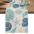 thumbnail image 1 of Blue Coastal Table Runner 70 Inches, Starfish Shell Coral Summer Beach Rustic Bed Runner Dresser Scarves Tabletop for Indoor Outdoor Parties/Ceremony/Banquet, 13" x 70", 1 of 9