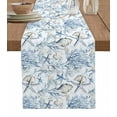 thumbnail image 1 of Blue Coastal Table Runner Cotton Linen 72 Inch Holiday Dresser Scarves, Ocean Coral Starfish Conch Sea Watercolor Tablerunner for Kitchen Coffee Dining Bedroom Dinner Scarf Décor 13''x72'', 1 of 9
