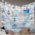 thumbnail image 1 of Blue Coastal Tapestry for Bedroom Wall Hanging Tapestry, Turtle Nautical Anchor Octopus Starfish Coral Ceiling Backdrop Tapestries Poster Blanket Wall Decor for Teens Room Living Room Dorm 39" x 59", 1 of 8