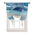 thumbnail image 1 of Blue Coastal Tie Up Curtains for Kitchen Bathroom Bedroom Windows 45 Inch Length, Spring Summer Ocean Beach Nautical Sea Wave Balloon Drape Curtains Shade Rod Pocket Drapery Curtain Panel, 42"x45", 1 of 7