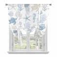 Blue Coastal Tie Up Curtains for Kitchen Windows,Adjustable Rod Pocket ...