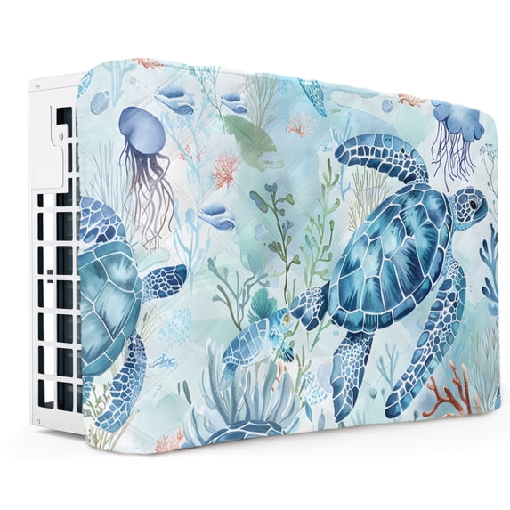 Window Kuling Unit Blue Coastal Turtle Indoor Air Conditioner Covers for Window Units ...