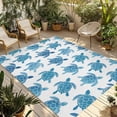 thumbnail image 1 of Blue Coastal Turtle Outdoor Rug for Patio/Deck/Porch, Non-Slip Large Area Rug 3 x 5 Ft, Ocean Beach Nautical Marine Life Indoor Outdoor Rugs Washable Area Rugs, Reversible Camping Rug Carpet Runner, 1 of 8