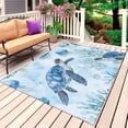 thumbnail image 1 of Blue Coastal Turtle Outdoor Rug for Patio/Deck/Porch, Non-Slip Large Area Rug 4 x 6 Ft, Beach Seaside Coral Jellyfish Indoor Outdoor Rugs Washable Area Rugs, Reversible Camping Rug Carpet Runner, 1 of 8