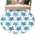 thumbnail image 1 of Blue Coastal Turtle Round Area Rugs Collection 6', Ocean Beach Nautical Marine Life Non Slip Indoor Circular Throw Runner Rug Floor Mat Carpet for Living Room Dining Table Bedroom Nursery, 1 of 9
