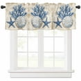 thumbnail image 1 of Blue Coastal Valances for Windows Farmhouse Kitchen Curtains Valances Rod Pocket Valance Curtains for Kitchen Windows Nautical Summer Beach Starfish Shell Window Valances for Bathroom Bedroom 54"x18", 1 of 6