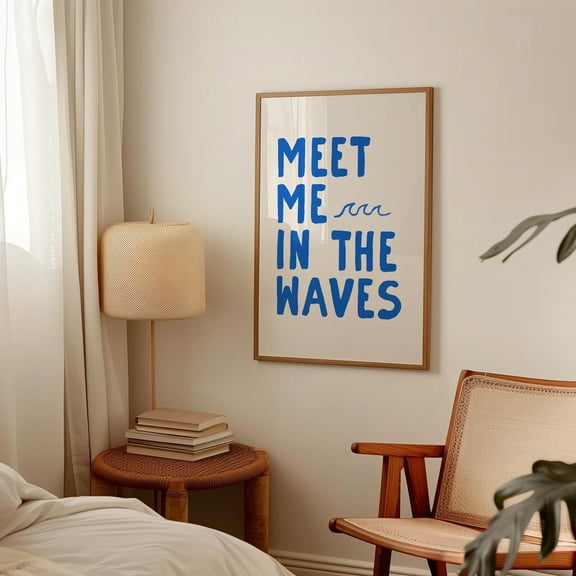 Blue Coastal Wall Art Beachy Room Decor Boho Beach Posters Trendy Coastal Cowgirl Poster For Beach House Art For Preppy Girly Dorm, Unframed Poster Size 8x12