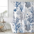 thumbnail image 1 of Blue Coastal Waterproof Fabric Shower Curtain,Summer Nautical Ocean Beach Coral Fish Waterproof Fabric Shower Curtain for Bathroom Curtains Bathtubs Hotel Shower Curtains with 12 Hooks Standard 60x72, 1 of 8