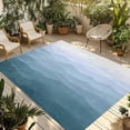 thumbnail image 1 of Blue Coastal Wave Outdoor Rug for Patio/Deck/Porch, Non-Slip Large Area Rug 6 x 9 Ft, Summer Ocean Nautical Beach Ombre Indoor Outdoor Rugs Washable Area Rugs, Reversible Camping Rug Carpet Runner, 1 of 8