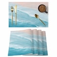 thumbnail image 1 of Blue Coastal Wave Placemats Set of 6, Summer Modern Ocean Beach Placemats for Dining Table, Place Mats for Kitchen Tabletop, Waterproof Wipeable Dining Table Mats Set, 1 of 9